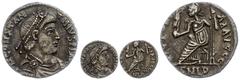 Ancient Coins Münzen Römische Kaiserzeit Constantinus III., 407-411, Siliqua (1,55g), Lugdunum. Av: Büste nach rechts, darum Umschrift. Rev: Sitzende Roma nach links, darum Umschrift. RIC 1531, ss. ss