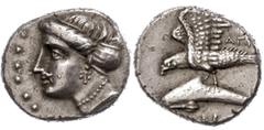 Ancient Coins Paphlagonien Sinope, Drachme (4,97g), ca. 330-300 v. Chr., Magistrat Agreos? Av: Nymphenkopf nach rechts. Rev: Adler mit ausgebreiteten Schwingen auf Delphin, ss-vz. ss-vz Paphlagonia Si