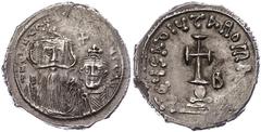 Ancient Coins Münzen Byzanz Constans II., 641-668, Hexagramm (6,61g), Konstantinopel. Av: Brustbild Constans II. und Constantin IV. von vorn, darum Umschrift. Rev: Krückenkreuz auf Globus und drei Stu