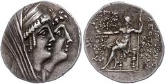 Ancient Coins Seleukidien Tetradrachme (16,37g),125-121 v. Chr., Ptolemais, Kleopatra Thea und Antiochos VIII., Av: Kopf der Kleopatra Thea mit Diadem nach rechts, dahinter der Kopf des Antiochos VIII