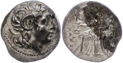 Ancient Coins Thrakien Ephesos, Drachme (4,23g), 323-281 v. Chr., Lysimachos. Av: Kopf nach rechts. Rev: Thronende Athena mit Schild, Speer und Nike auf der Rechten nach links, im Feld rechts Biene. L