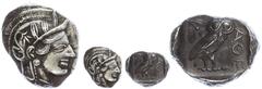 Ancient Coins Attika Athen, Tetradrachme (17,22g), ca. 403-365 v. Chr. Av: Athenekopf mit attischem Helm nach rechts. Rev: Eule nach rechts, dahinter Ölzweig und Mondsichel, davor "AOE". Svoronos Pl. 