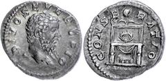 Ancient Coins Münzen Römische Kaiserzeit Septimius Severus, 211, Denar (3,27g), Rom. Av: Kopf nach rechts, darum "DIVO SEVERO PIO". Rev: Thron, darauf ein Kranz, darum "CONSE - CRATIO". Cohen 87, ss+.