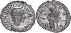 Ancient Coins Münzen Römische Kaiserzeit Julia Aquilia Severa, 220, Denar (2,90g), Rom. Av: Büste nach rechts, darum "IVLIA AQVILIA SEVERA AVG". Rev: Concordia mit Patera und Doppelfüllhorn nach links