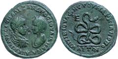 Ancient Coins Münzen der Römischen Provinzen Moesia Inferior, Markianopolis, Æ (10,44g), Severus Alexander, 222-235. Av: Die Büsten von Severus Alexander und Julia Maesa einander gegenüber, darum Umsc