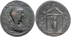 Ancient Coins Münzen der Römischen Provinzen Lykien, Myra, Æ (15,60g), Gordianus III., 238-244. Av: Büste nach rechts, darum Umschrift. Rev: Zweisäuliger Tempel, darin Kultstatue der Artemis Eleuthera