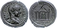 Ancient Coins Münzen der Römischen Provinzen Moesia Inferior, Nikopolis, Æ (12,62g), Gordianus III., 238-244. Av: Büste nach rechts, darum Umschrift. Rev: Viersäuliger Tempel, darin nach links thronen