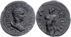 Ancient Coins Münzen der Römischen Provinzen Pamphylien, Attaleia, Æ (11,37g), Gordianus III., 238-244. Av: Büste der Tranquillina nach rechts, darum Umschrift. Rev: Stehende Athena mit korinthischem 