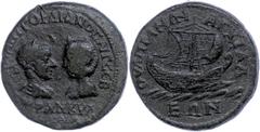Ancient Coins Münzen der Römischen Provinzen Thrakien, Anchialos, Æ (11,03g), Gordianus III., 238-244. Av: Die Büsten des Gordianus und des Tranquillina einander gegenüber, darum Umschrift. Rev: Galee