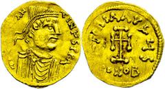 Ancient Coins Münzen Byzanz Constans II., 641-688, Tremissis (1,47g), Konstantinopel. Av: Büste nach rechts, darum Umschrift. Rev: Kreuz, darum Umschrift. Sear 984, Prägeschwäche am Rand, ss-vz. ss-vz