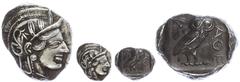 Ancient Coins Attika Athen, Tetradrachme (17,22g), ca. 403-365 v. Chr., Av: Athenekopf mit attischem Helm nach rechts, Rev: Eule nach rechts, dahinter Ölzweig und Mondsichel, davor "AOE". Svoronos Pl.