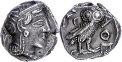 Ancient Coins Attika Athen, Tetradrachme (17,16g), ca. 4. Jhdt. v. Chr., östliche Imitation. Av: Athenakopf mit attischem Helm nach rechts. Rev: Eule nach rechts, dahinter Ölzweig und Mondsichel. Kl. 