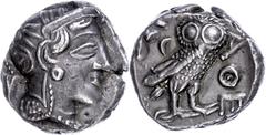 Ancient Coins Attika Athen, Tetradrachme (17,16g), ca. 4. Jhdt. v. Chr., östliche Imitation. Av: Athenakopf mit attischem Helm nach rechts. Rev: Eule nach rechts, dahinter Ölzweig und Mondsichel. Kl. 