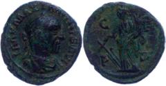 Ancient Coins Münzen der Römischen Provinzen Thrakien, Deultum, Æ-Semis (3,61g), 235-238, Maximinus I. Thrax. Av: Büste nach rechts, darum Umschrift. Rev: Stehende Tyche von vorn mit Steuerruder und F