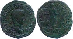 Ancient Coins Münzen der Römischen Provinzen Moesien, Viminacium, Sesterz (9,78g), 251-253, Trebonianus Gallus. Av: Büste nach rechts, darum Umschrift. Rev: Stehende Moesia mit zwei Standarten zwische