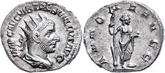 Ancient Coins Münzen Römische Kaiserzeit Trebonianus Gallus, 251-253, Antoninian (2,78g). Av: Büste nach rechts, darum Umschrift. Rev: Stehende Annona nach rechts, darum Umschrift. RIC 31, vz. vz Coin