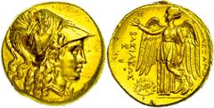 Ancient Coins Makedonien Babylon, Stater (8,55 g), posthum, 311/305 v. Chr., Alexander III. Av: Athenakopf mit korinthischem Helm nach rechts. Rev: Stehende Nike nach links mit Kranz und Stylis. Price