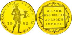 Coins of Europe and Overseas Niederlande 1 Dukat, Gold, 1985, mit Zertifikat in Ausgabeetui, PP. PP The Netherlands 1 ducat, Gold, 1985, with certificate in edition etui, PP. PP