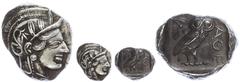 Ancient Coins Attika Athen, Tetradrachme (17,22g), ca. 403-365 v. Chr., Av: Athenekopf mit attischem Helm nach rechts, Rev: Eule nach rechts, dahinter Ölzweig und Mondsichel, davor "AOE". Svoronos Pl.