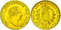 Baden Dukat (Rheingolddukat), 1843, Carl Leopold Friedrich, AKS 74, J. 52b, mit Seitenverkehrter 1 in Jahreszahl, Kratzer/berieben, kl. Rf., leicht wellig, vz. Auflage nur 1350 Stück. vz Baden Ducat (