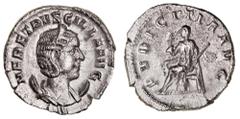 Roman Silver & Bronze Coins Herennia Etruscilla, (wife of Trajan Decius), (A.D. 249-251), silver antoninianus, Rome Mint, issued 250, (4.14 g), obv. diademed draped bust to right on crescent, around H