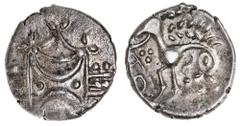 Great Britain Silver & Bronze Coins Ancient British, Celtic, Iceni, Antedios, (c.A.D. 10-30), silver unit, (1.21 g), obv. double crescent emblem on vertical wreath, rev. horse to right, large oval hea