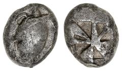 Greek Silver & Bronze Coins Attica, Islands off, Aegina (Aigina), (c.525-500 B.C.), silver stater (12.10 g), obv. sea turtle, head in profile, with thick or heavy collar with distinctive die crack acr