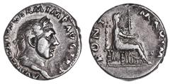 Roman Silver & Bronze Coins - Imperial Vitellius, (A.D. 69), silver denarius, (3.36 g), obv. laureate head right of Vitellius, A VITELLIVS GERM IMP AVG TR P around, rev. PONT MAXIM, Vesta on throne to