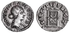 Roman Silver & Bronze Coins - Imperial Faustina Junior, wife of Marcus Aurelius, (died A.D. 175), silver denarius, issued 161, Rome mint, (3.41 g), obv. FAVSTINA AVGVSTA, draped bust to right, rev. SA