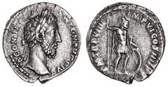 Roman Silver & Bronze Coins - Imperial Commodus, (177-192 A.D.), silver denarius, issued 183-184 A.D., Rome Mint, (3.24 g), obv. laureate head to right of Commodus, around M COMMODVS ANTON AVG PIVS, R