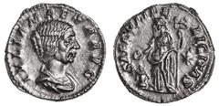 Roman Silver & Bronze Coins - Imperial Julia Maesa, grandmother of Elagabalus, (218-222 A.D.), silver denarius, Rome Mint, (3.23 g), obv, draped bust right, IVLIA MAESA AVG, rev. around SAECVLI FELICI