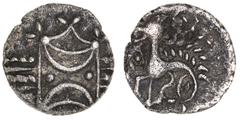 Great Britain Silver & Bronze Coins Ancient British, Celtic coinage, Iceni, Early to Mid 1st Century AD, silver unit, (1.12g), obverse, two opposed crescents, reverse, horse and E (S.444). Good very f
