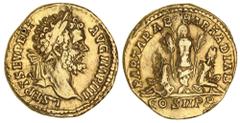 Ancient Gold Coins - Roman Septimius Severus, (A.D. 193-211), gold aureus, Rome Mint, issued A.D. 195, (7.24 g), obv. laureate head of Septimius Severus to right, around L SEPT SEV PERT AVG IMP IIII, 
