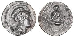 Greek Silver & Bronze Coins Attica, Athens, silver tetradrachm, (c.165-42 B.C.), 36mm, (16.78 g), New Style coinage, with the monograms or names, issue struck 182-181 B.C., (revised to 150-149 B.C.), 