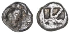 Greek Silver & Bronze Coins Attica, Aegina, (500-490/480 B.C.), silver obol, (0.83 g), obv. smoothed shell sea turtle without row of dots down dorsal spine, rev. incuse square, of skew design with fiv