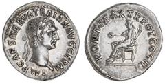 Roman Silver & Bronze Coins - Imperial Trajan, (A.D. 98-117), silver denarius, issued 99, Rome Mint, (3.41 g), obv. laureate head to right of Trajan, around IMP CAES NERVA TRAIAN AVG GERM, rev. Vesta,
