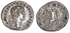 Roman Silver & Bronze Coins - Imperial Trajan, (A.D. 98-117), silver denarius, issued 102, Rome Mint, (3.18 g), obv. laureate head with aegis on far shoulder to right of Trajan, around IMP CAES NERVA 