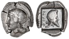 Greek Silver & Bronze Coins Lycia, Dynast of Lycia, Kherei, silver stater, uncertain mint, (c.410-390 B.C.), (8.46 g), obv. head of Athena left, wearing crested Attic helmet decorated with spiral palm
