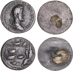 Roman Silver & Bronze Coins - Imperial Commodus, (177-192 A.D.), electrotype in two halves of an important medallion, obv. IMP COMMODVS AVG PIVS FELIX, laureate, draped and cuirassed bust right, rev. 