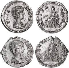 Roman Silver & Bronze Coins - Imperial Julia Domna, wife of Septimius Severus, (A.D. 193-217), silver denarius, issued 198, Rome Mint, (3.41 g), obv. draped bust to right of Julia Domna, around IVLIA 