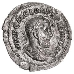 Roman Silver & Bronze Coins - Imperial Pupienus, (A.D. 238), silver denarius, issued A.D. 238, (3.37 g), Rome Mint, obv. laureate bust to right of Pupienus, around IMP C M CLOD PVPIENVS AVG, rev. Pax 