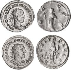 Roman Silver & Bronze Coins - Imperial Philip I, (A.D. 244-249), silver antoninianius, Rome Mint, issued 245-7, (5.78 g), obv. radiate bust to right, around IMP M IVL PHILIPPVS AVG, rev. Aequitas stan