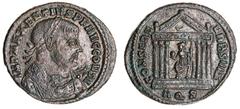 Roman Silver & Bronze Coins - Imperial Maxentius, (307-312), AE folles, Aquileia Mint, (6.92 g), issued summer 307, obv. laureate head to right, around IMP C MAXENTIVS P F AVG, rev. hexastyle temple w