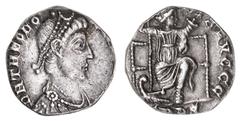 Roman Silver & Bronze Coins - Imperial Theodosius I, (A.D. 379-395), silver siliqua, Trier Mint, (1.36 g), obv. pearl-diademed bust of Theodosius to right, around DN THEODO [SIVS PF AVG], rev. [CONCOR
