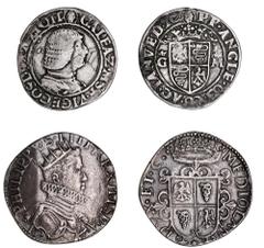 World Silver & Bronze Coins Italy, Milan, Francesco Sforza, 1450-1466, billon grossi (24.5mm); Galeazzo Maria, (1466-1476) silver half testone; Charles II, (1519-1558) silver (25mm); Philip II (of Spa