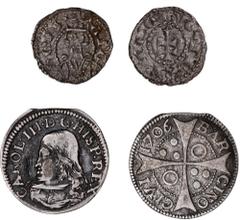 World Silver & Bronze Coins Spain, Provincial, Aragon James I/II (1213-1276, 1291-1327) silver or billon obol (CC 1668 or 1670), James II (1291-1327) billon dinero (CC 1669), Charles II copper dinero 