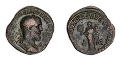 Roman Silver & Bronze Pupienus, (A.D. 238), AE sestertius, Rome Mint, (23.34 g), issued May - July A.D. 238, obv. bearded Pupienus laureate draped and cuirassed bust to right, around IMP CAES M CLOD P