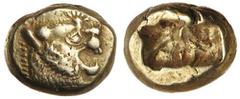 Ancient Gold Coins - Greek Lydia, uncertain king, issued before 561 B.C. and probably c.575 B.C., electrum trite or third stater, (4.72 g) of Lydian-Milesian (Phoenician standard), probably issued at 