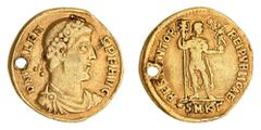 Ancient Gold Coins - Roman Valens, (A.D. 364-378), gold solidus, Cyzicus Mint, issued 364-7, (4.00 g), obv. pearl diademed, draped and cuirassed bust to right of Valens around DN VALENS PER F AVG, rev