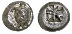 Ancient Gold Coins – Greek Silver and Bronze Coins Attica, Aegina (Aigina), (525/520-510 B.C.), silver stater, (12.24 g), obv. sea turtle with row of dots down dorsal spine, countermarked with trace o